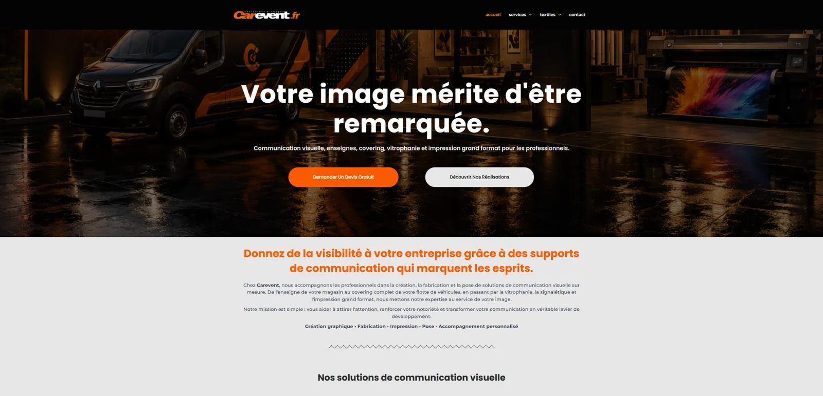 Capture du site Carevent sur ordinateur
