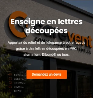 Enseigne en lettres découpées